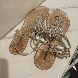 Olivia Miller Glittering Gold Sandals